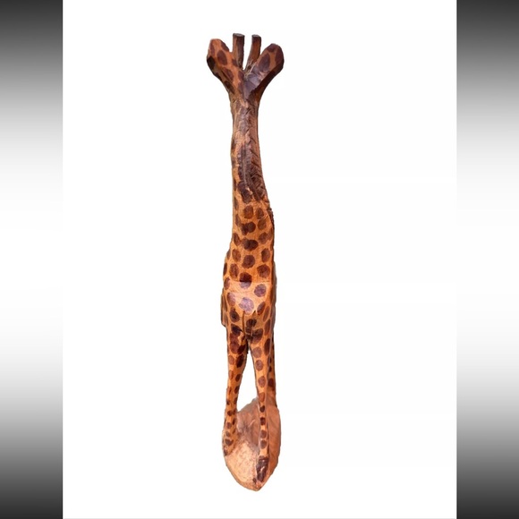 Vintage Hand Wooden Carved Giraffe 12" tall Figurine Statue African Safari Kenya - Picture 4 of 9